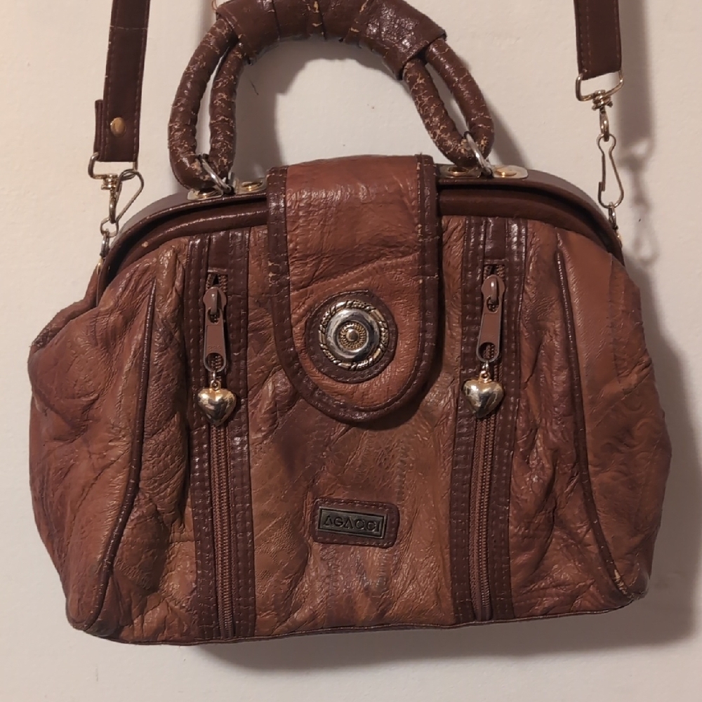 Brown Leather Patchwork Handbag